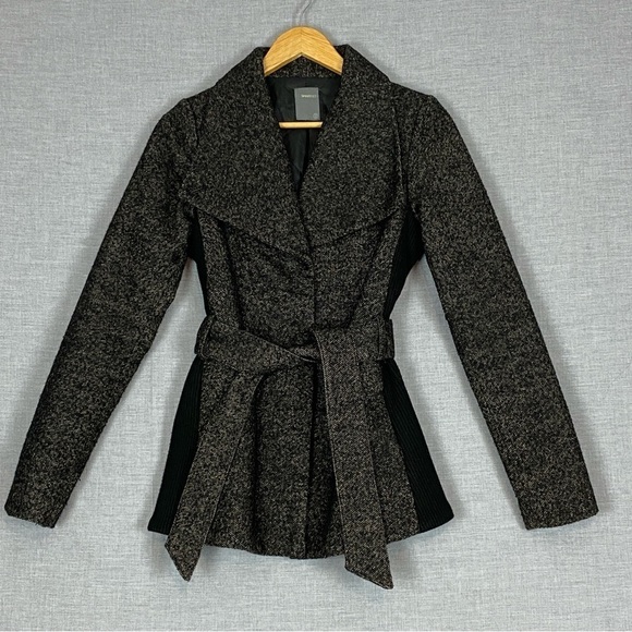 Smart Set Belted Jacket Coat Sz XS Wide Lapels Snap Close Cropped Trench Style - Picture 11 of 12